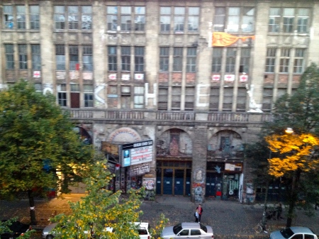 The view from my window in Berlin -- Kunsthaus Tacheles.  Originating as a department store, it became a Nazi torture center, and after the Wall fell, it transformed into an arts center. It was closed in September 2012, a month before I moved here, leaving it as a silent symbol of the power of creative transformation for the New Berlin. 