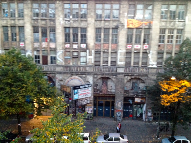 The view from my window in Berlin -- Kunsthaus Tacheles.  Originating as a department store, it became a Nazi torture center, and after the Wall fell, it transformed into an arts center. It was closed in September 2012, a month before I moved here, leaving it as a silent symbol of the power of creative transformation for the New Berlin. 